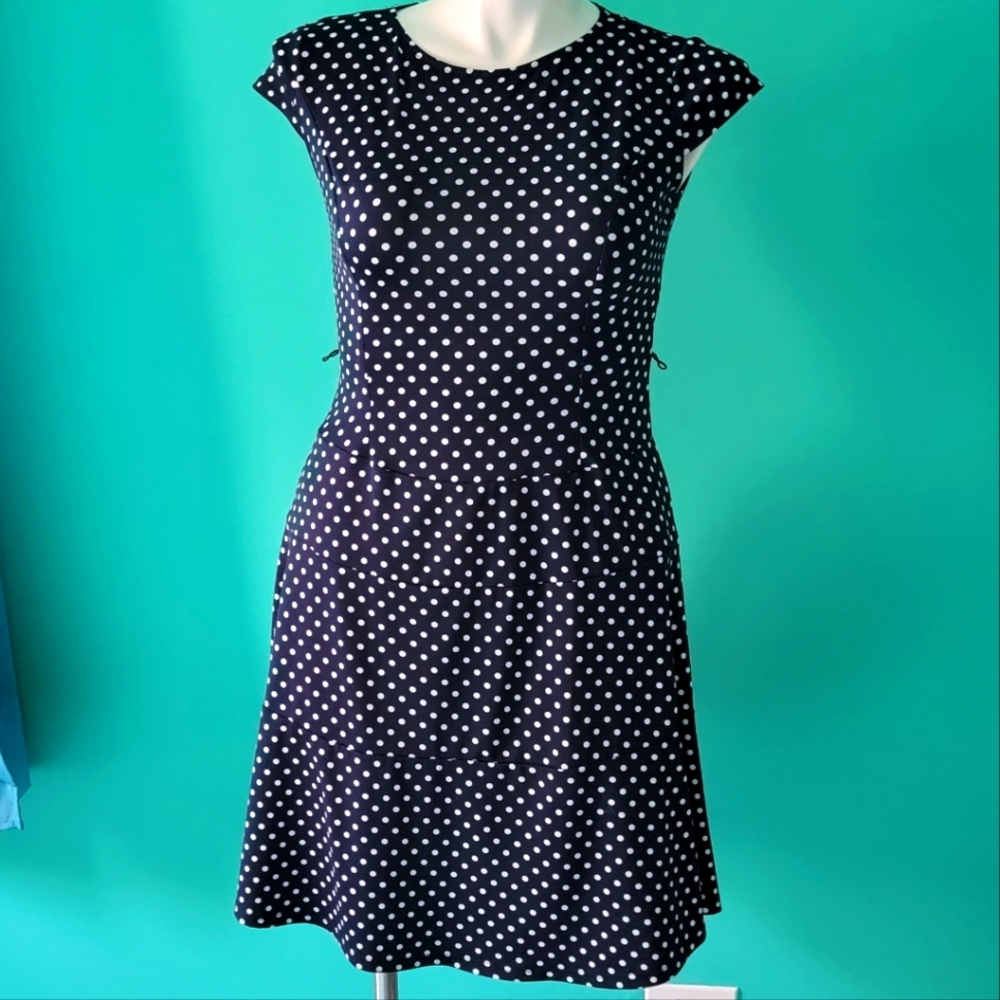 Navy and White Polka Dot Dress